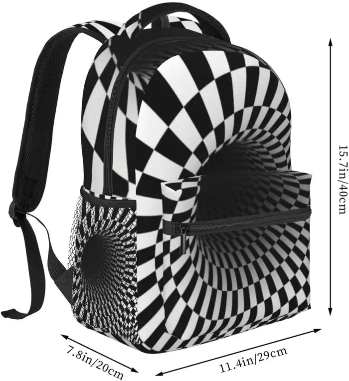 Sac à dos à carreaux noir et blanc pour hommes et femmes