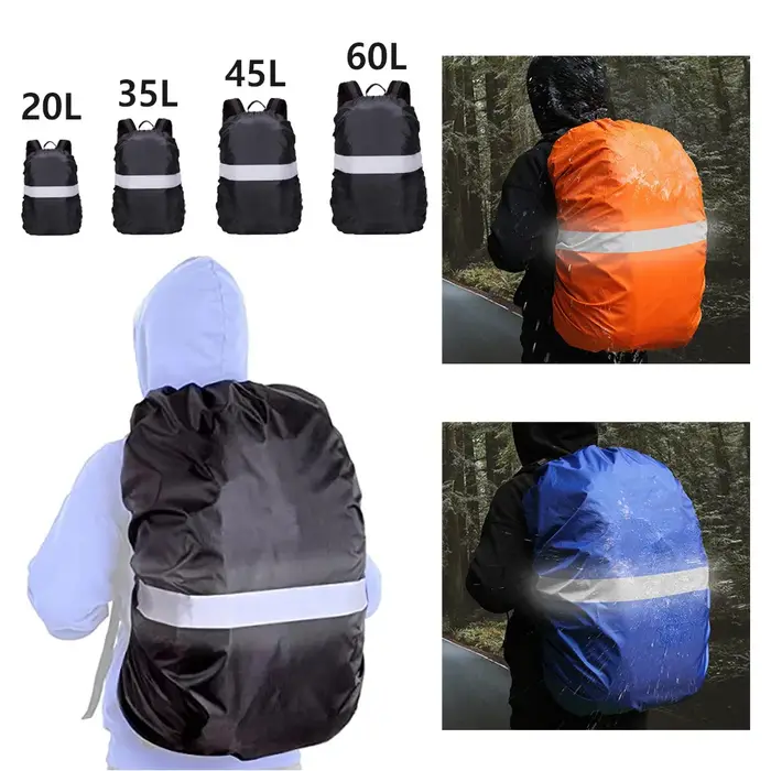 Juste de pluie imperméable pour sac à dos avec sangle, sac à dos amélioré, randonnée, camping, cyclisme, 15L-65L