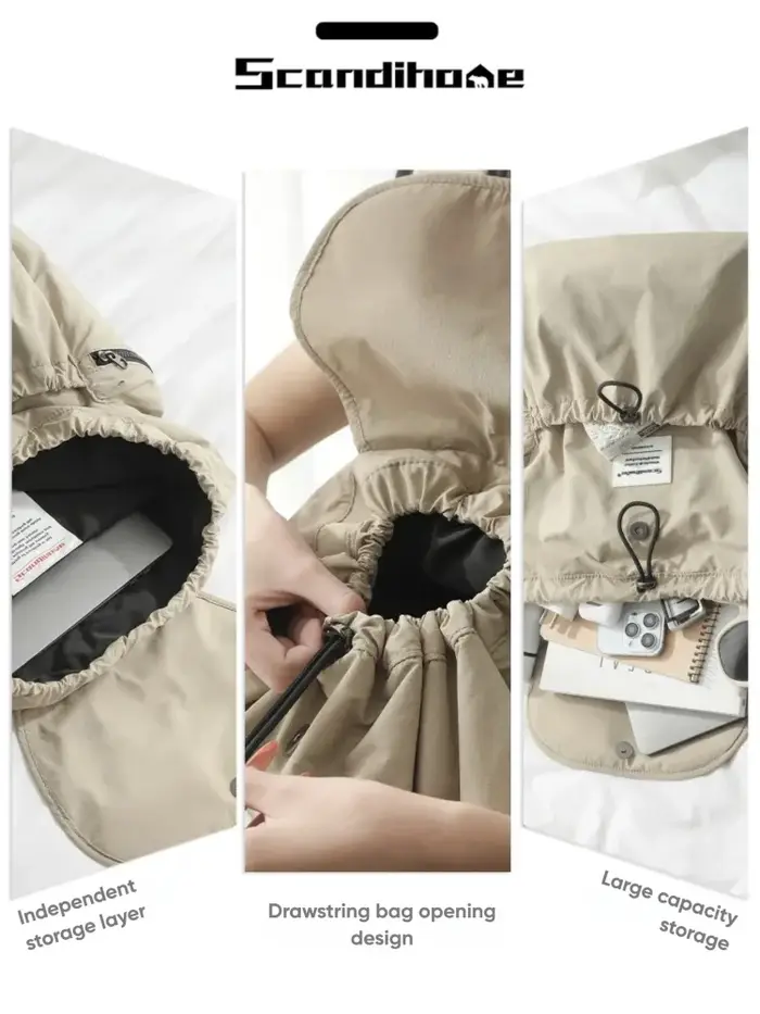Grand sac à dos imperméable en nylon avec cordon de serrage pour hommes et femmes, compartiment pour