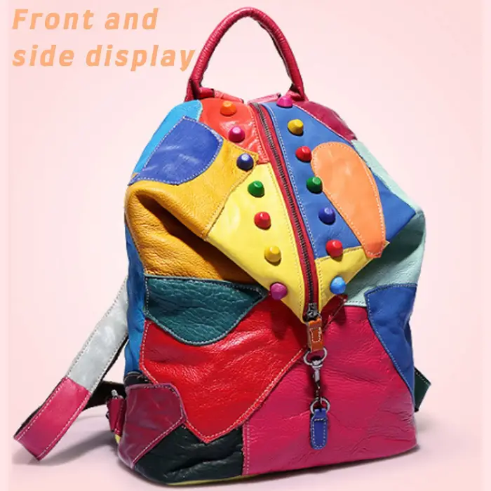 Mn Stitching-Sac à dos RiSALE en cuir