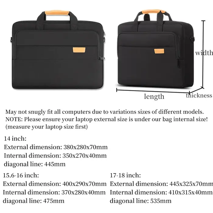 Sacoche pour ordinateur portable 15.6 pouces hommes bureau d'affaires mallette de travail pour MacBook Pro 16 M4