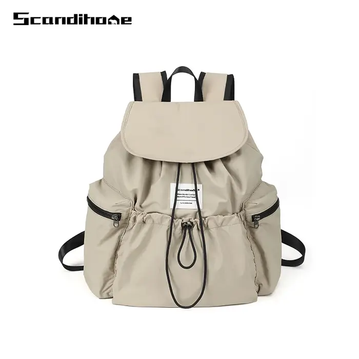 Grand sac à dos imperméable en nylon avec cordon de serrage pour hommes et femmes
