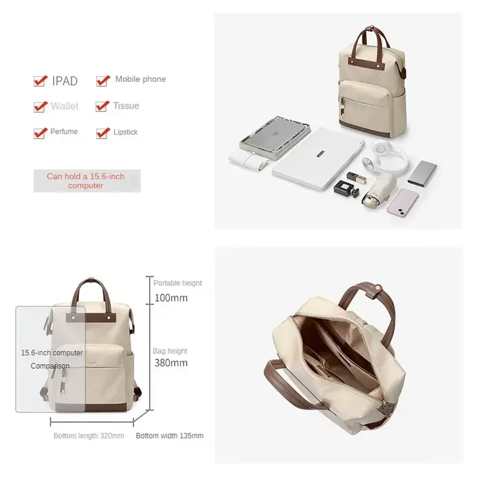 Sac à dos GOLF pour femmes, élégant, pour ordinateur portable de 15.6 pouces, grande capacité, pour 
