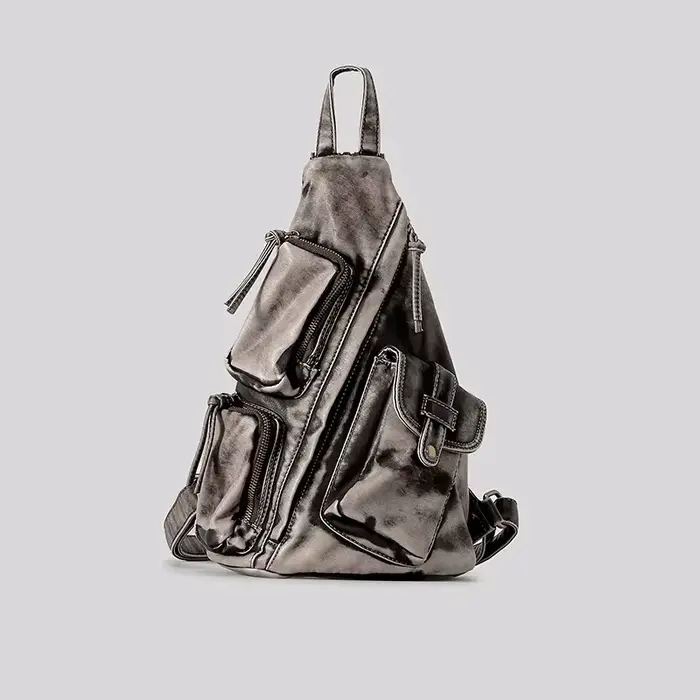 Annmouler-Sac à Dos de Styliste en Cuir Doux Délavé pour Femme, Sacoche de Poitrine Vintage, Multi-P