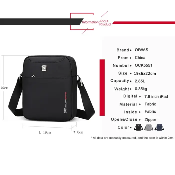 Sac à Bandoulière Étanche pour Homme