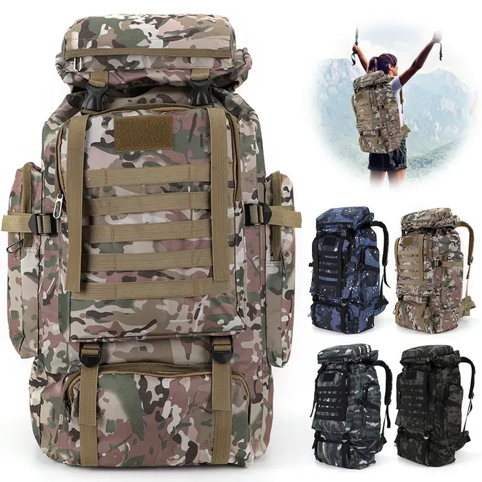 80L randonnée sac à dos alpinisme sac d'escalade sacs à dos tactiques étanche escalade sac à dos voyage accessoires