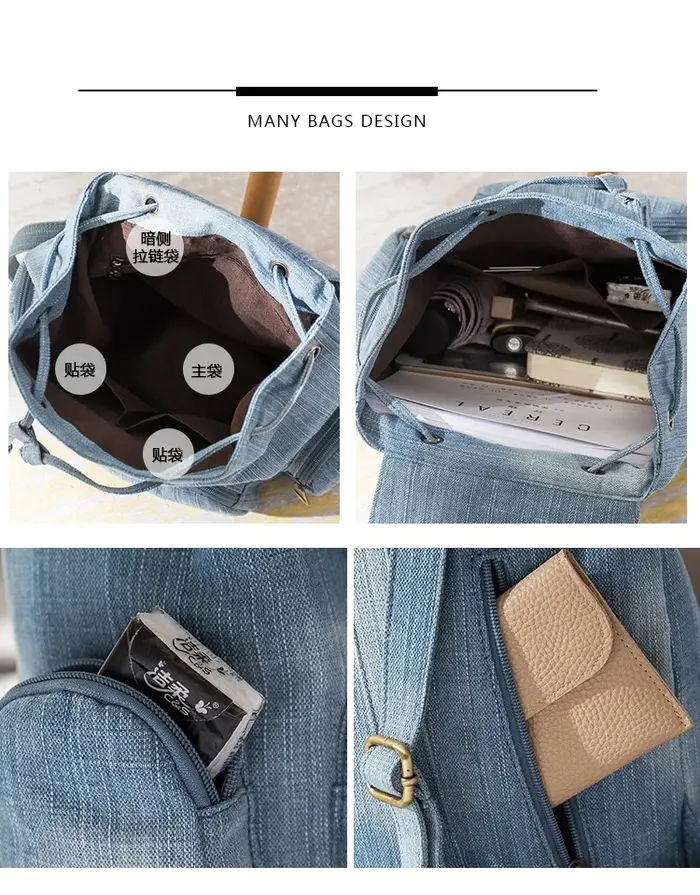 Petit sac à dos en denim pour adolescentes