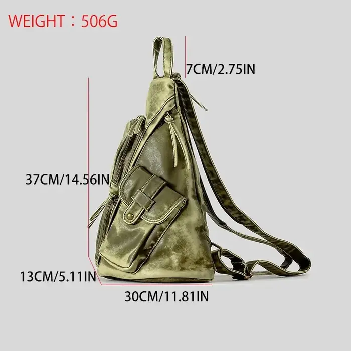 Annmouler-Sac à Dos de Styliste en Cuir Doux Délavé pour Femme