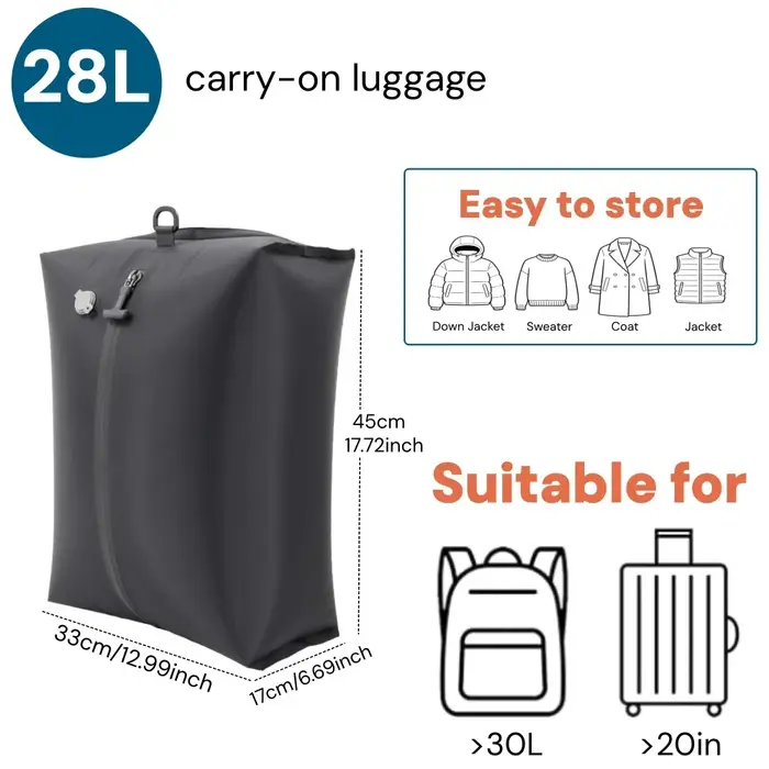 Sac de compression sous vide Ryanair 28L avec pompe électrique