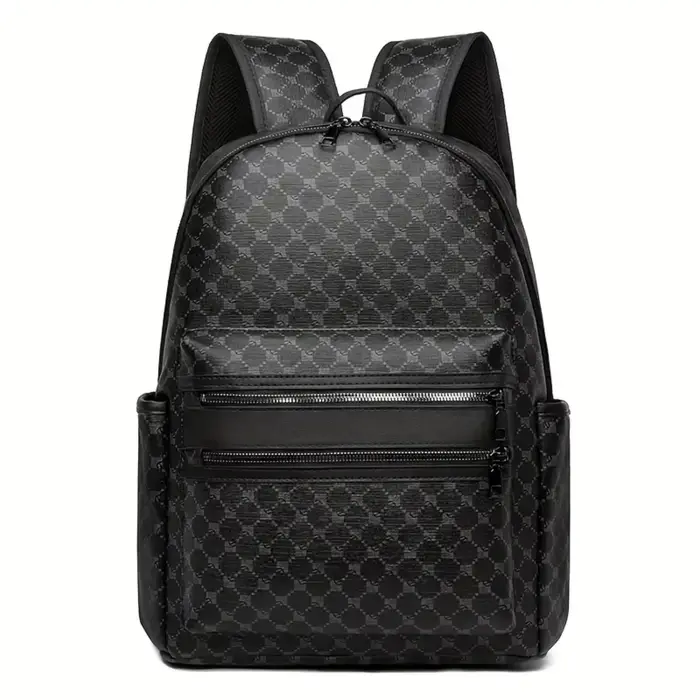 Sac à dos noir à la mode, grande capacité, avec bretelles réglables, plusieurs compartiments et poch