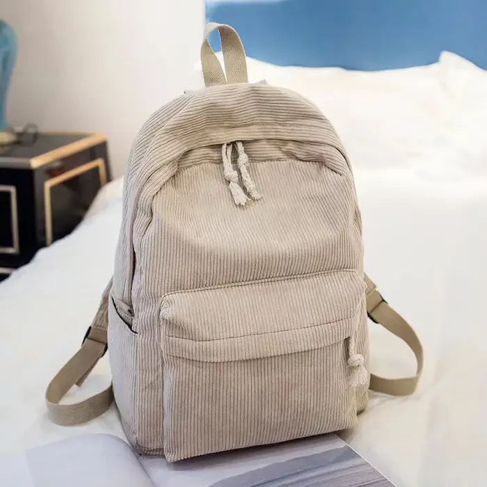 Sac à dos en velours style coréen grande capacité décontracté pour étudiant unisexe tendance pour l'extérieur et le quotidien