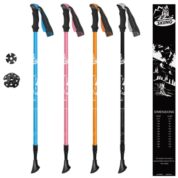 Bâtons de ski bâtons de randonnée réglables pour aventures en plein air Support de randonnée snowboard bâtons de marche robustes pour les montagnes