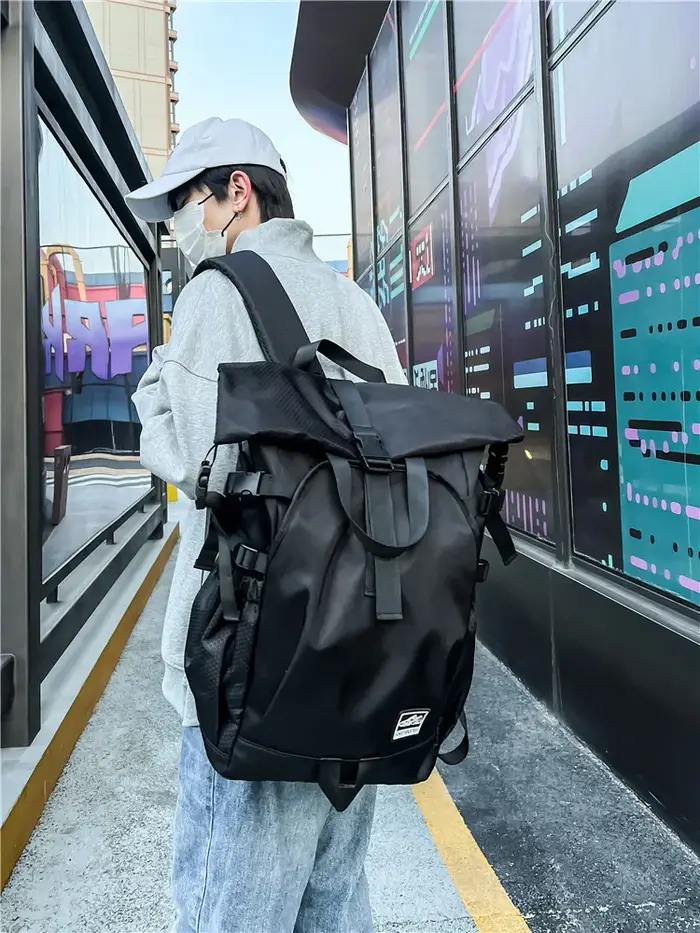 Sac à dos à enroulement pour hommes – Sac de sport et de fitness avec compartiment à chaussures