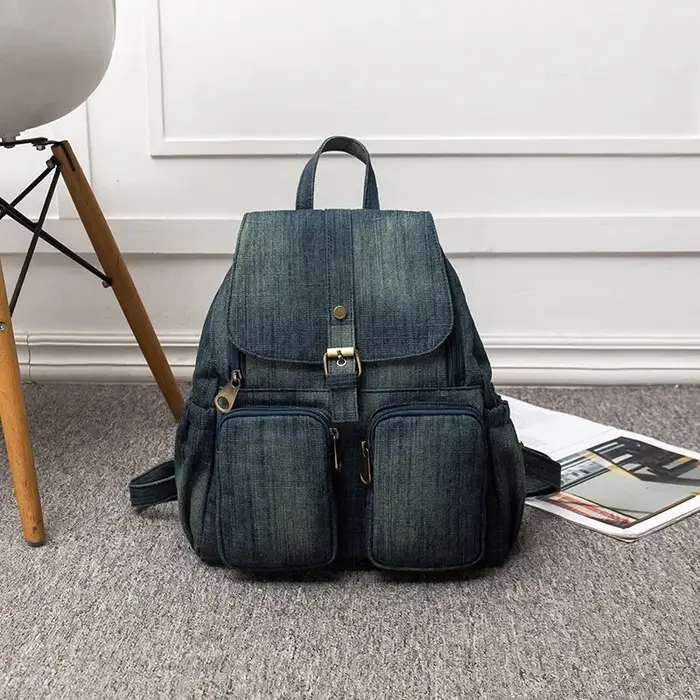 Sac à dos en Denim pour femmes, sac à bandoulière de loisirs, voyage, sortie, grande capacité, carta