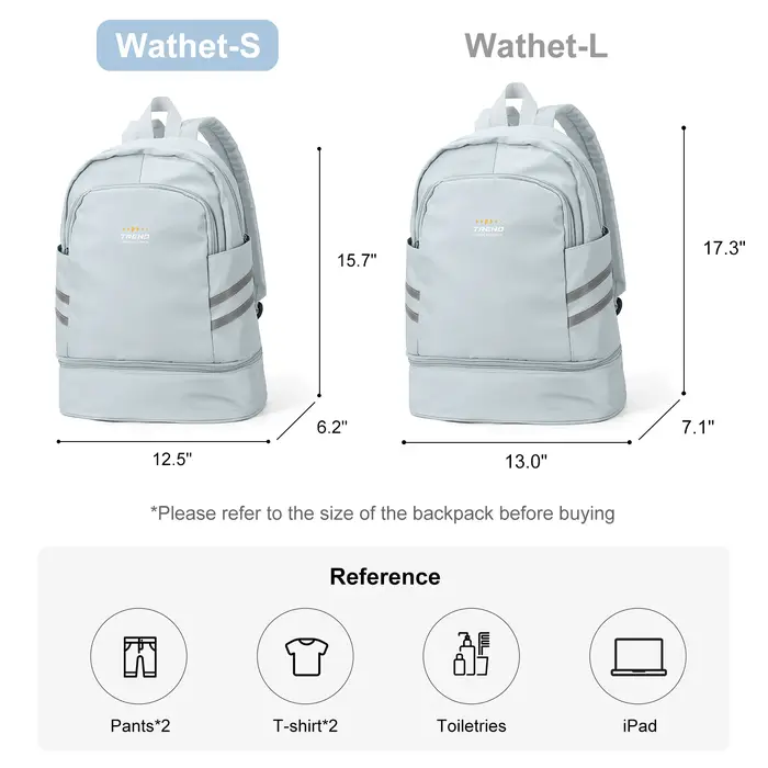 Sac à dos de sport pour femmes avec compartiment à chaussures et poche humide