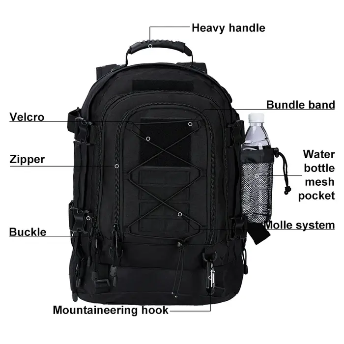 Sac à dos tactique militaire de grande capacité 40L 65L, pour l'extérieur, voyage, randonnée, Campin