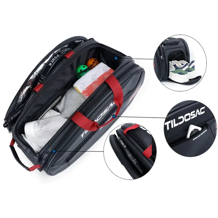 Sac à dos imperméable en PU pour raquettes de pickleball et de padel