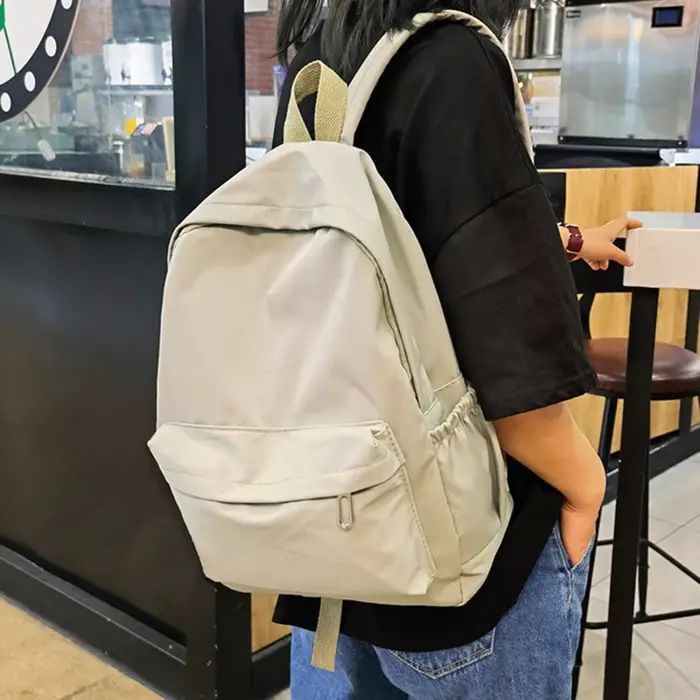 Femmes cartable étanche grande capacité école sac à dos lisse fermeture éclair couleur unie adolescents fille sac à dos décontracté sac étudiant approvisionnement