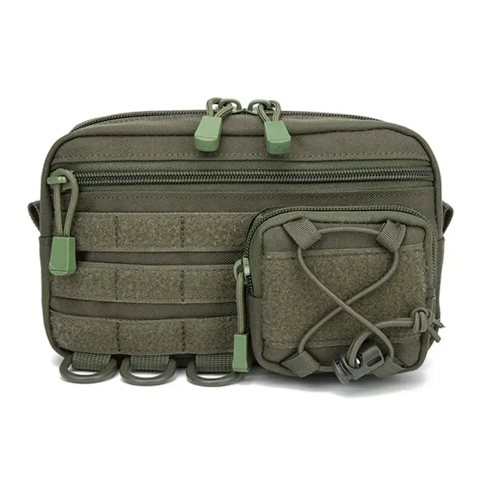 Pochette d'administration horizontale tactique Molle avec poche avant à cordon