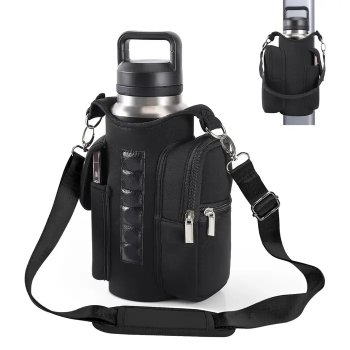 Sac de sport magnétique porte-bouteille d'eau avec poches pour téléphone et bandoulière, 5 aimants i