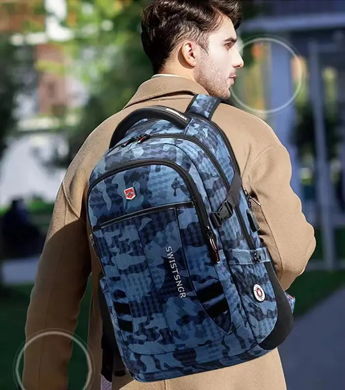 Sac à dos étanche pour ordinateur portable 15.6 pouces hommes USB charge antivol sac à dos suisse voyage femmes sac à dos homme sac d'école Mochila
