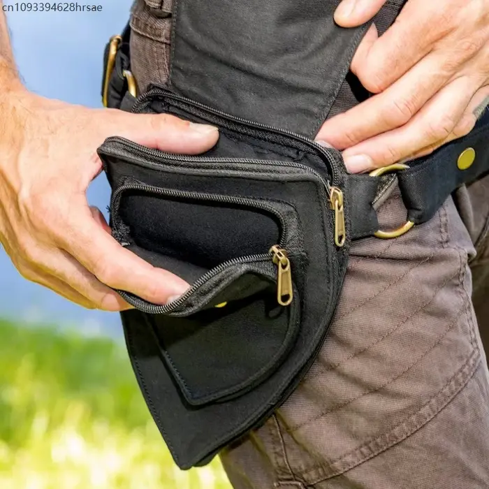 Sac de randonnée et de cyclisme AP pour l'extérieur avec plusieurs compartiments, rabat, fermeture éclair, ceinture de taille, poches suspendues, sac banane de sport, accessoire de cosplay