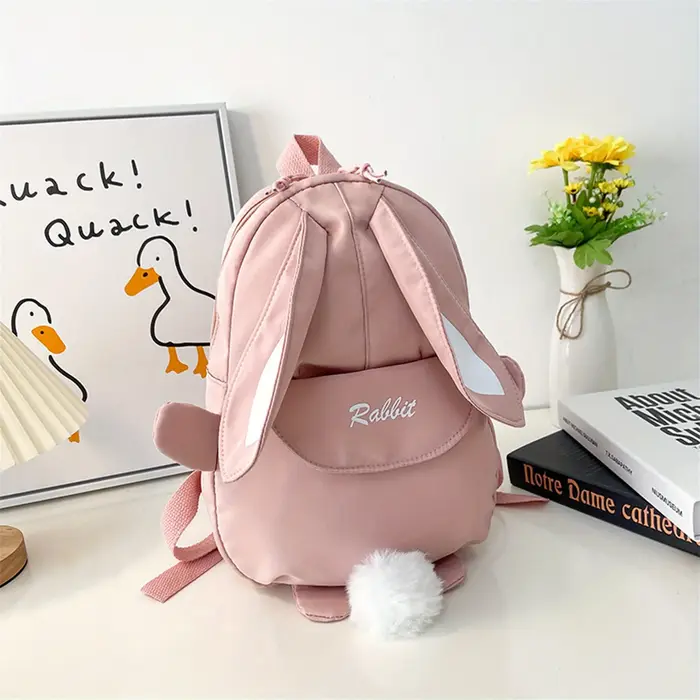 Fille lapin oreille sac à dos cartable décontracté étanche grande capacité école sac à dos lisse fermeture éclair solide adolescents voyage et cadeaux