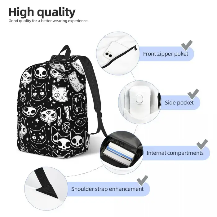 Sac à dos chat magique sorcellerie pour garçon et fille, sac à dos d'école pour enfants, sac de jour préscolaire primaire, cadeau