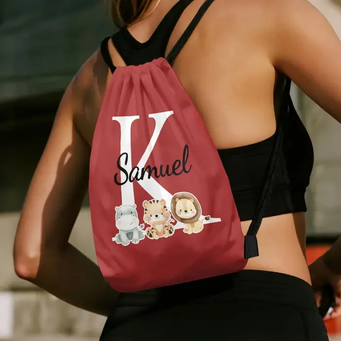 Sac à dos personnalisé durable - Sac à cordon avec initiales personnalisées