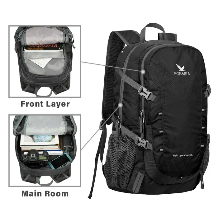 Sac à dos de voyage 40L, imperméable, léger, pliable, pour randonnée en plein air, camping, sac à do