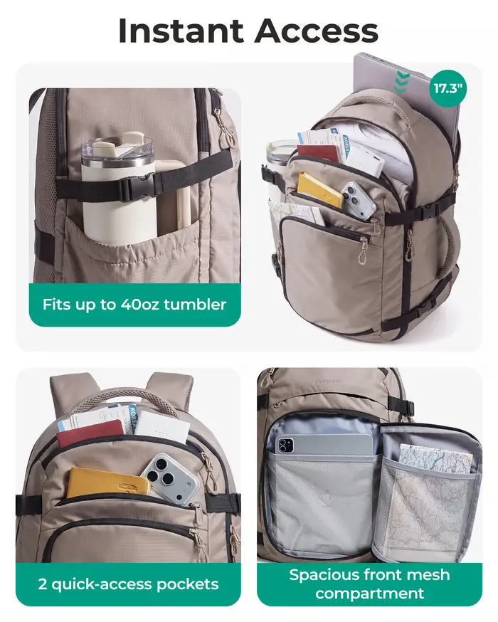 Sac à dos pour ordinateur portable BAGSAMRT 17,3 pouces pour hommes et femmes, sac à dos de transport 17 pouces, sac pour effets personnels avec poche étanche et grande poche latérale