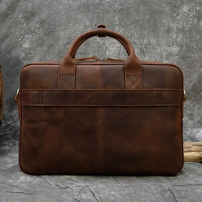 Porte-documents rétro pour ordinateur portable, sacs à main en cuir véritable, sac d'affaires décont