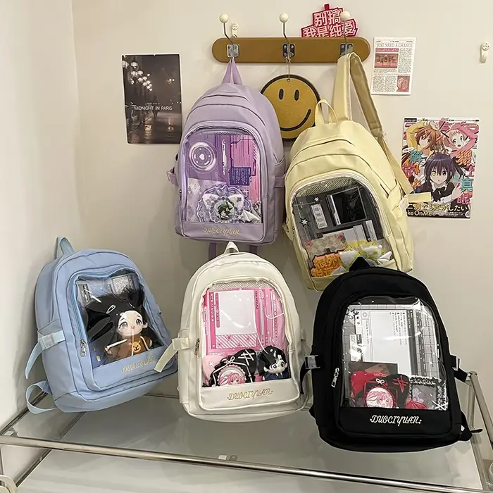 Y2K – sac à dos mignon pour femmes, Kawaii Ita, sac à dos Transparent pour fille douce, bricolage d'exposition de personnalité, sac à bandoulière Lolita