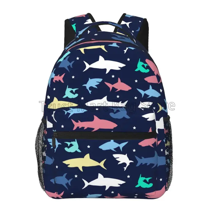 Sacs à dos à motif de requins de dessin animé pour adultes et adolescents