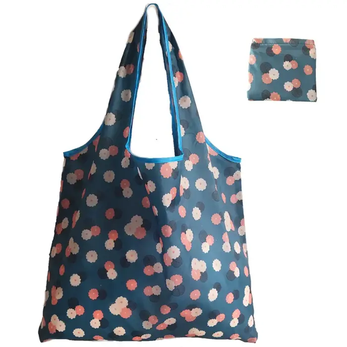 Grand sac de courses pliable en polyester à motif floral