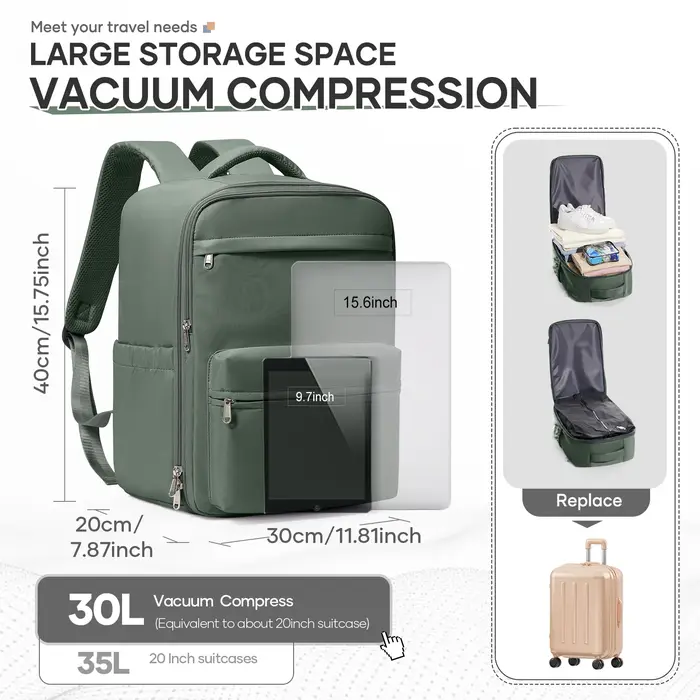 Ryanair 40x30x20 sac à dos de voyage sac à dos de compression sous vide avec pompe