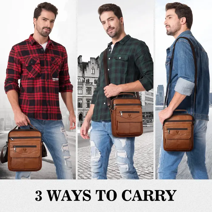 HUMERPAUL – petit sac messager en cuir véritable pour hommes