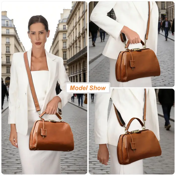 Sacs de médecin en cuir véritable CONTACT'S pour femmes, sacs à bandoulière de luxe de créateur, sac