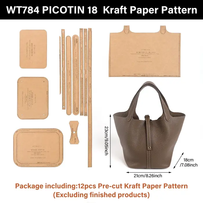 WUTA Picotin 18 – Modèle en papier kraft pour sac seau fait main – Outil et accessoires de maroquine