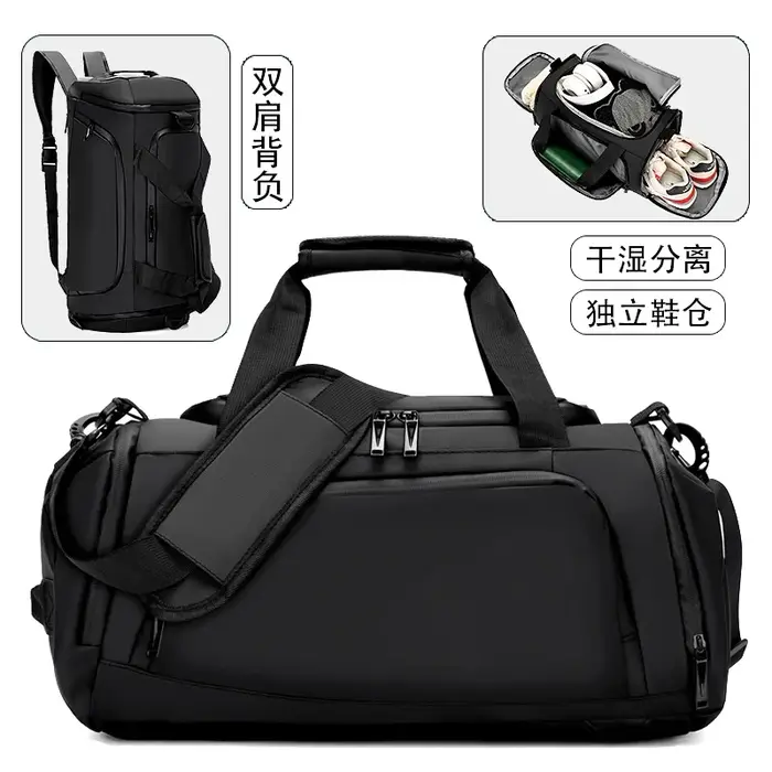 Sac de sport et de fitness, sac de voyage à main avec compartiment à chaussures, séparation humide/s