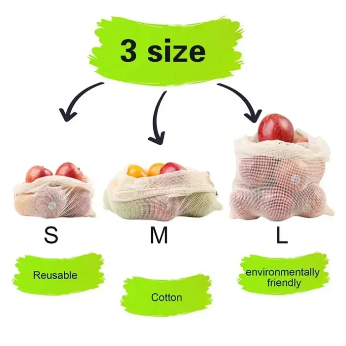Sac en filet pour fruits avec cordon de serrage