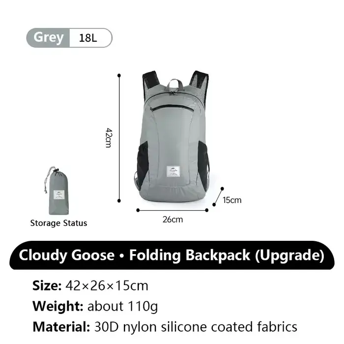 Natureifa-Sac à dos pliable en silicone Cloudy Goose, sac étanche portable léger, sacs de peau initi