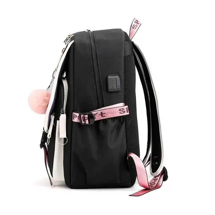 Style coréen lycée sac à dos pour adolescente mode noir blanc étudiant filles sac à dos cartable mignon livre sac