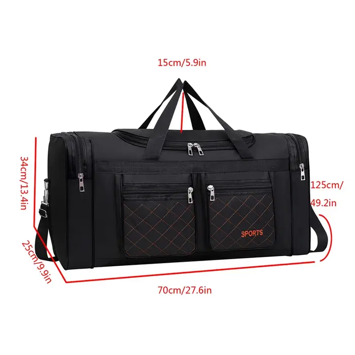 Sac à bagages de grande capacité pour hommes – Sac de voyage multi-poches avec fermeture à glissière
