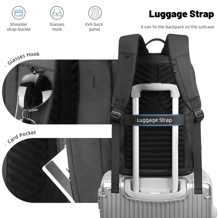 Sac à dos léger pour hommes d'affaires HK Slim, sac à dos pour ordinateur portable 15,6 pouces avec