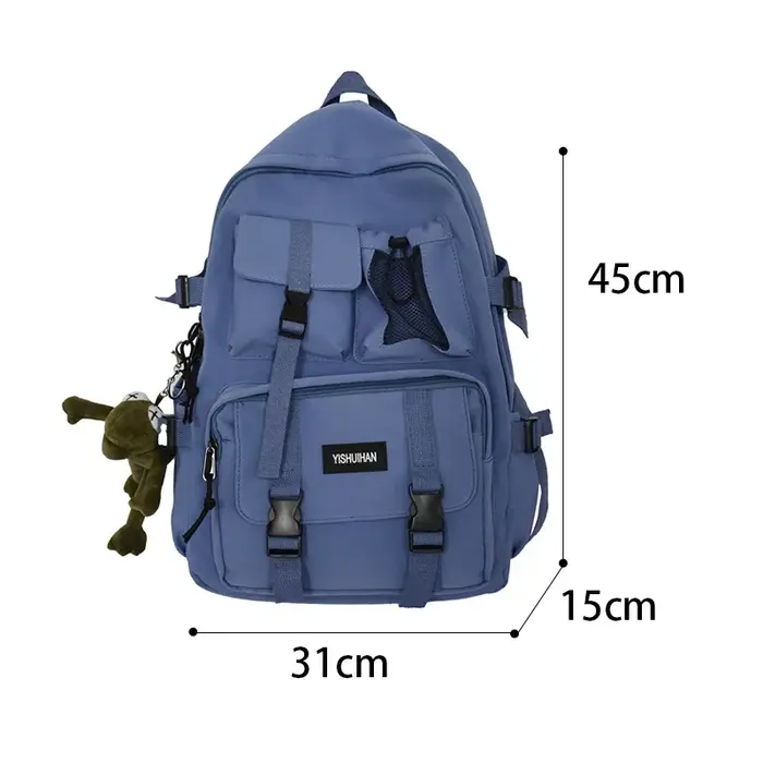 Sac à Dos d'École en Nylon Noir pour Femme