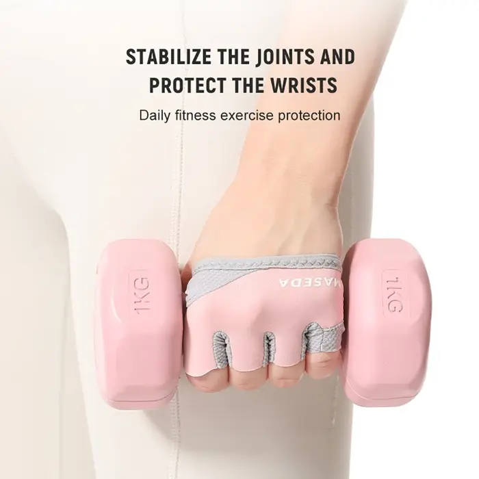 GETINFIT Gants de yoga et de fitness demi-doigts antidérapants pour l'entraînement en salle de sport, protection des mains, fins, respirants, anti-callosités
