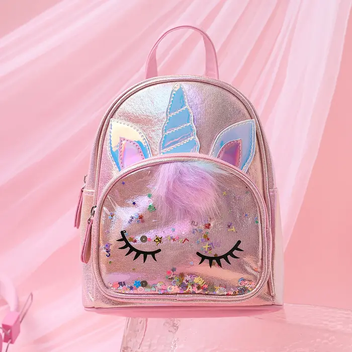 Paillettes licorne mignon PU et peluche enfants étudiant sac à dos dessin animé mode enfants sac d'é