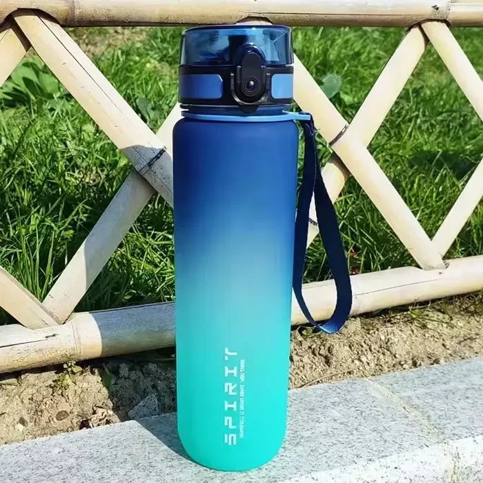 Bouteille d'eau de sport de 1 litre, grande capacité, pour hommes et femmes, bouteille en plastique