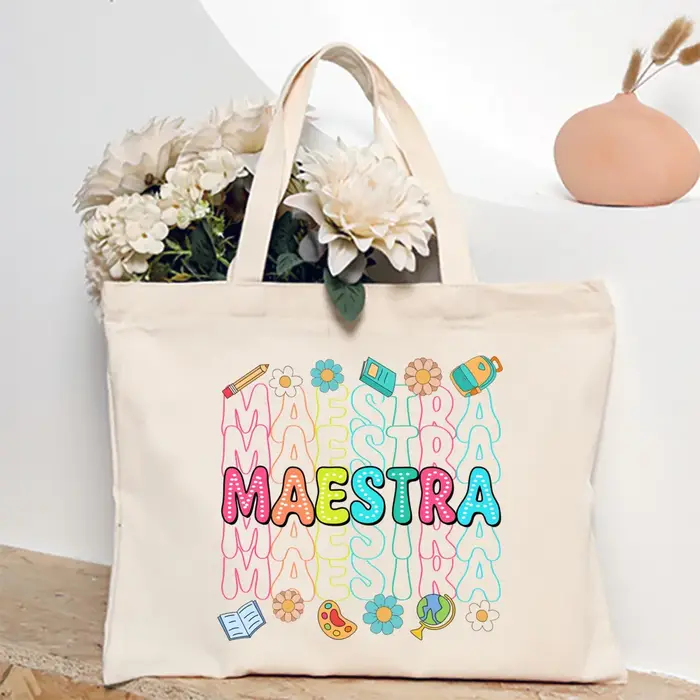 Sac fourre-tout imprimé pour enseignant espagnol, sac à main de voyage et de douche de grande capaci